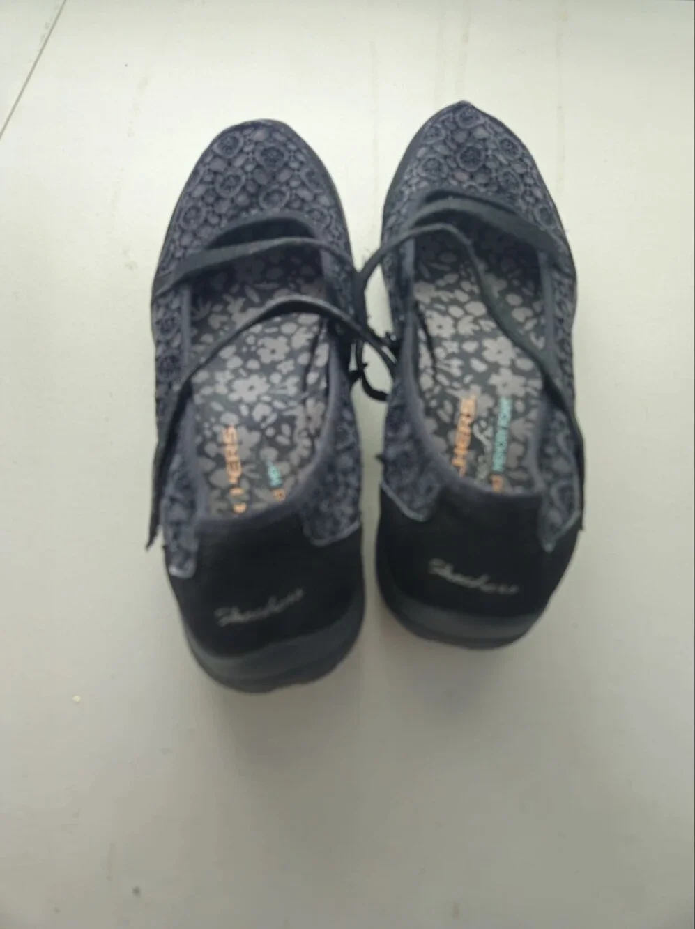 Skechers Women’s Black Floral Mary Jane Flats